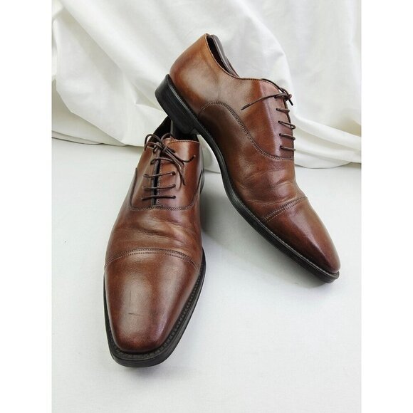 Santoni Size 12 Mens Walnut Brown Leather Lace Up Brogue Shoes Made In Italy main image 7